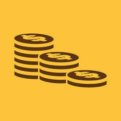 The stack of coins icon. Dollar, money, coin, bank  symbol. Flat
