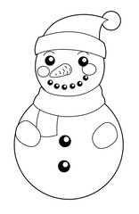 Cartoon snowman - isolated - coloring page - Coloring illustration for the children