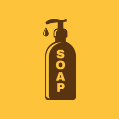 The liquid soap icon. Hand wash symbol. Flat