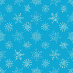 Seamless Christmas blue pattern with drawn snowflakes