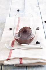 Chocolate ice cream in the cup.