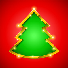 Christmas tree card with golden border