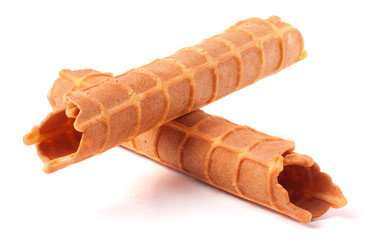 Homemade waffle isolated on white