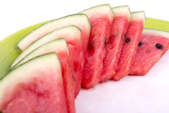 Slices watermelon on plate
