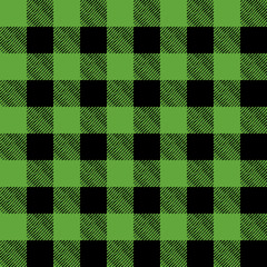 Tiled Green and Black Flannel Pattern Illustration