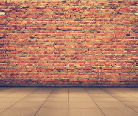 interior with brick wall