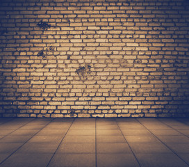 interior with brick wall