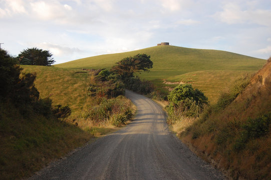 Gravel road at rural area New Zealand