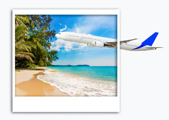 air travel concept.  Travel background with airplane.  Jet aircr