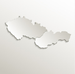 Czech Slovakia map card paper 3D natural vector Czechoslovakia separate maps