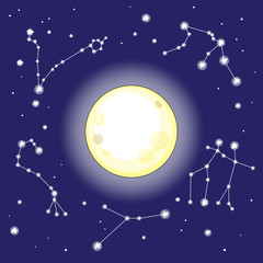Obraz na płótnie Canvas Moon and constellations in the night sky.