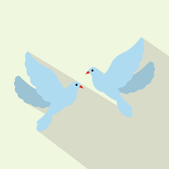 Two doves flat icon