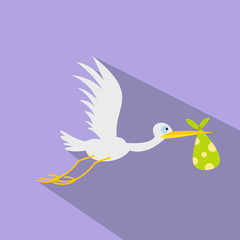 Stork baby flat icon