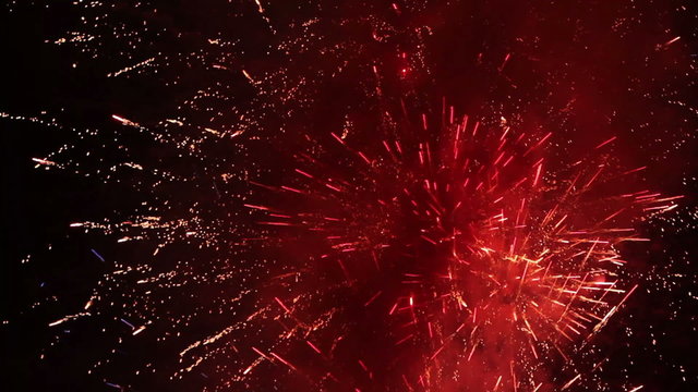 Professional fireworks display fading and blurry out