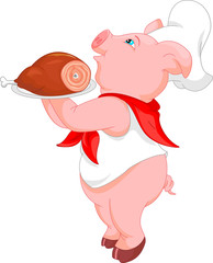 cute chef pig cartoon