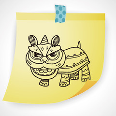 Chinese New Year; The dragon and lion dancing head doodle