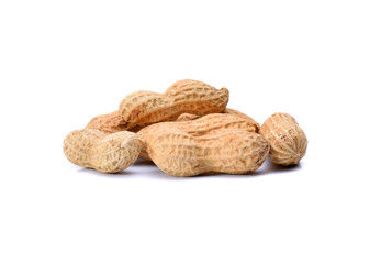 Peanuts on white background