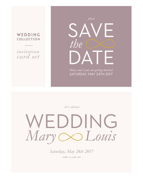 Wedding and Save the Date card. Vector design.