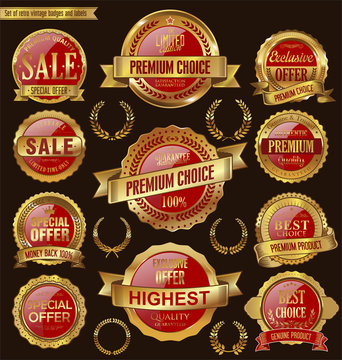 Golden retro badges and labels collection