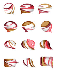 Set of abstract speech bubble and cloud icons, business logotype concepts, clean modern geometric design