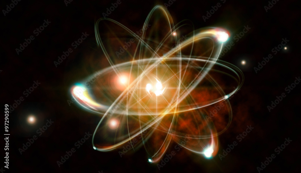 Wall mural atom particle