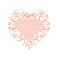 Vector of Greeting or Wedding card with White paper heart shape for background 