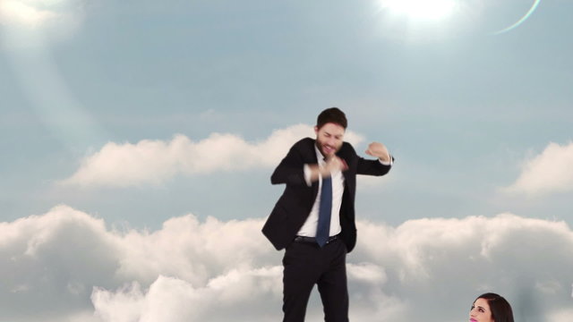 Composite video of business people on podium