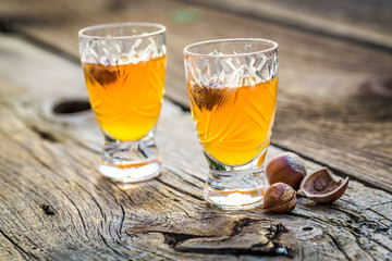Sweet liqueur with alcohol and nuts