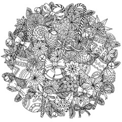 Fototapeta premium Circle Christmas balls ornament.
