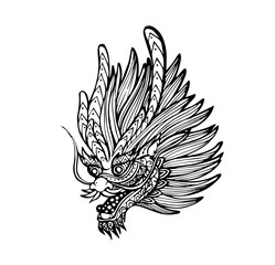 Vector of Chinese Dragon head in zentangle style 