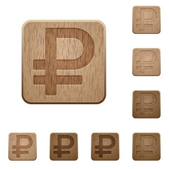 Ruble sign wooden buttons