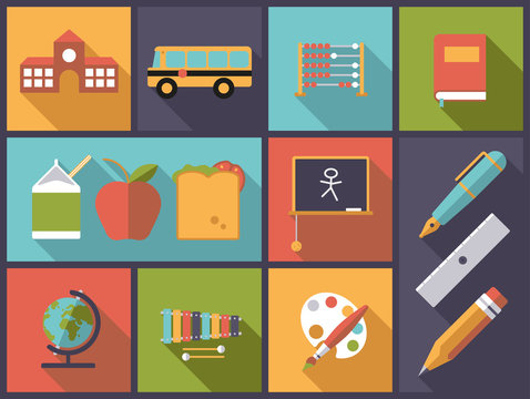Elementary school and basic education icons vector illustration.