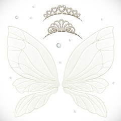 Fairy wings with tiara bundled isolated on a white background © Azuzl