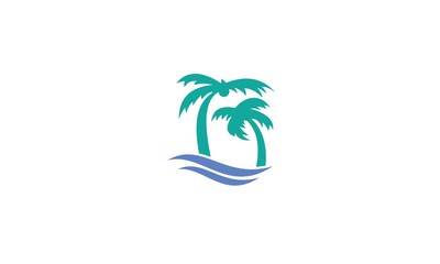 Fototapeta na wymiar beach palm tree holiday logo
