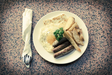 Fried Eggs Sausage Home Fries