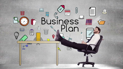 Smiling businessman relaxing himself - Powered by Adobe