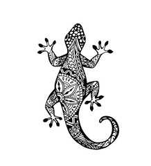 Vector of Gecko lizard in zentangle style 