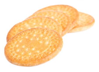 tower os biscuits laying on a white background