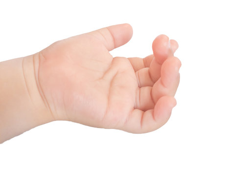 hand of the baby on a white background