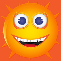 Illustration funny sun smile. Vector