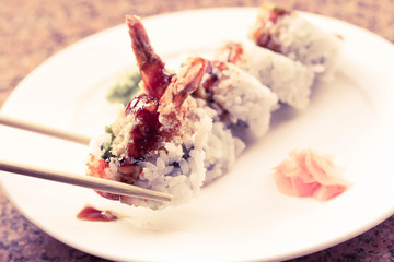 Shrimp Tempura Avocado Sushi Roll