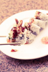 Shrimp Tempura Avocado Sushi Roll