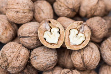 Two walnuts hearts