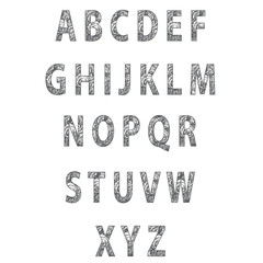 Sketch textured font. Vector