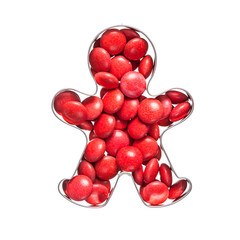 Red sweet beans in man shaped frame