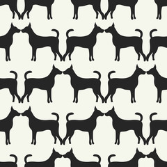 Animal seamless pattern of dog silhouettes