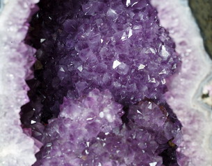 Natural amethyst crystal background. Amethyst is a violet variety of quartz - 97299520
