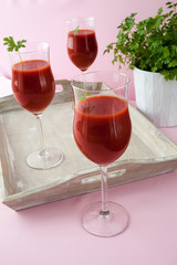Tomato juice in a tall glass