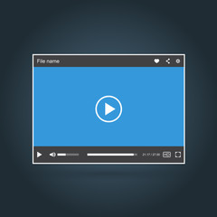 Template of interface of video player with icons