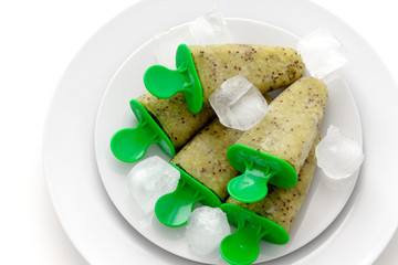 Homemade ice cream of kiwi